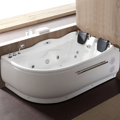 EAGO  6 ft Left Corner Acrylic White Whirlpool Bathtub for Two - AM124ETL-L