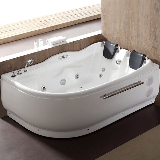 EAGO  6 ft Left Corner Acrylic White Whirlpool Bathtub for Two - AM124ETL-L