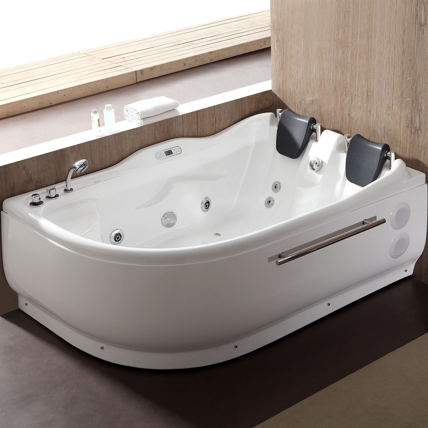 EAGO  6 ft Left Corner Acrylic White Whirlpool Bathtub for Two - AM124ETL-L