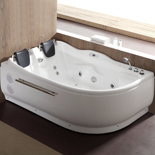 EAGO  6 ft Right Corner Acrylic White Whirlpool Bathtub for Two - AM124ETL-R