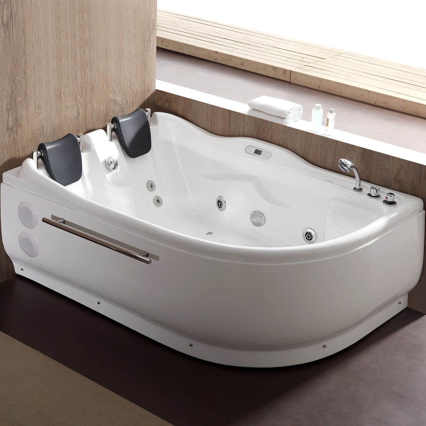 EAGO  6 ft Right Corner Acrylic White Whirlpool Bathtub for Two - AM124ETL-R