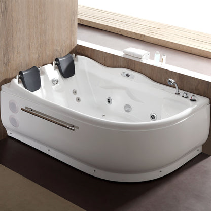 EAGO  6 ft Right Corner Acrylic White Whirlpool Bathtub for Two - AM124ETL-R