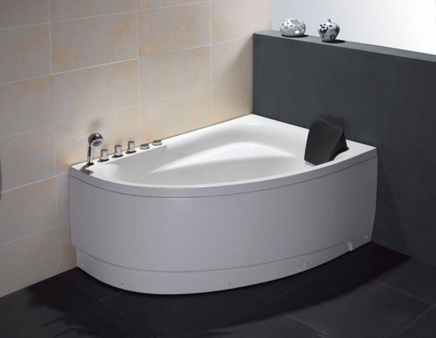 EAGO  59" Single Person Corner White Acrylic Whirlpool Bath Tub - AM161-L