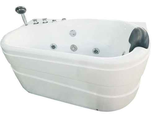 EAGO  57'' White Acrylic Corner Jetted Whirlpool Bathtub W/ Fixtures - AM175-L