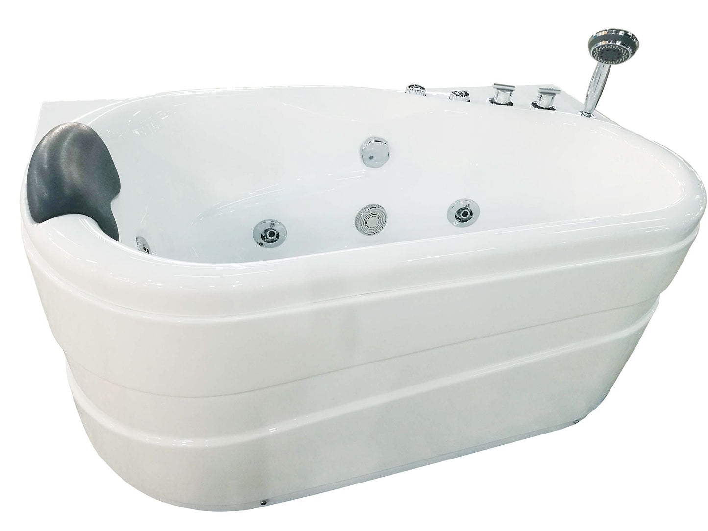 EAGO  57'' White Acrylic Corner Jetted Whirlpool Bathtub W/ Fixtures - AM175-R