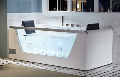 EAGO 6 ft Clear Rectangular Acrylic Whirlpool Bathtub for Two - AM196ETL