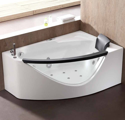 EAGO  5 ft Clear Rounded Left Corner Acrylic Whirlpool Bathtub - AM198ETL-L
