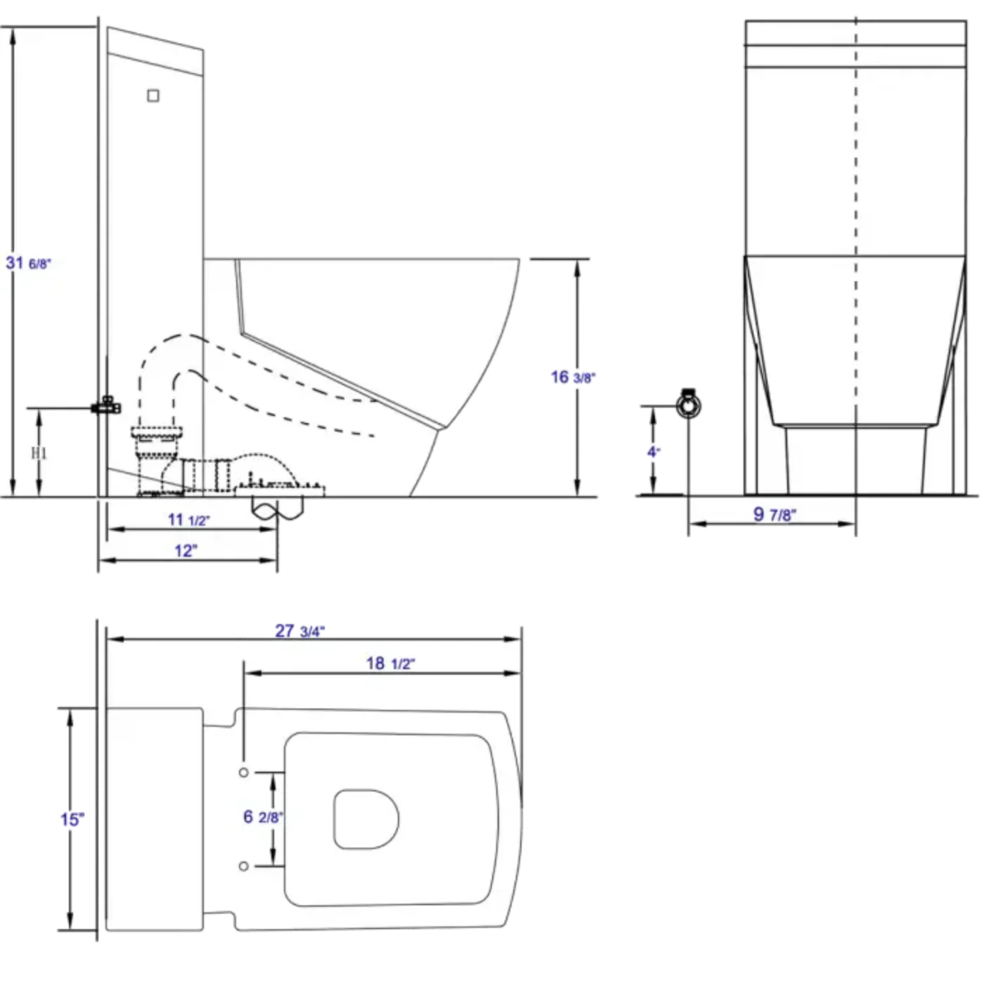 GREE EAGO One Piece High Efficiency Low Flush Eco-Friendly Ceramic Toilet - TB336