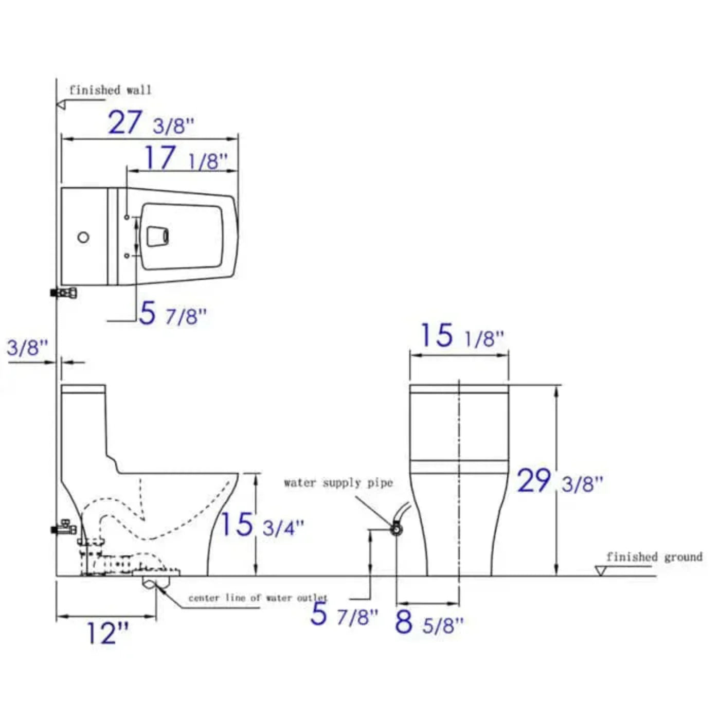 GREE EAGO Dual Flush One Piece Eco-Friendly High Efficiency Low Flush Ceramic Toilet - TB356