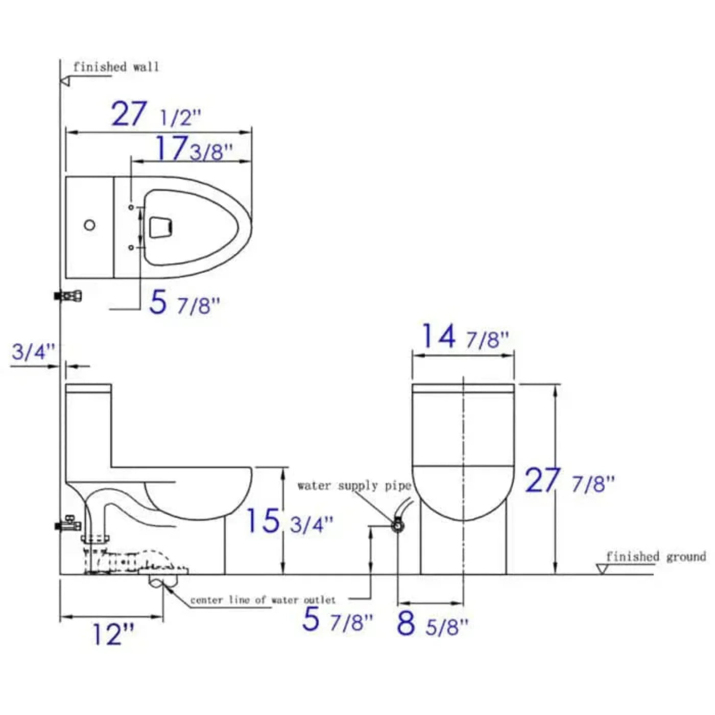 EAGO Dual Flush One Piece Eco-Friendly High Efficiency Low Flush Ceramic Toilet - TB359