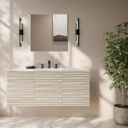 Swiss Madison Cascade 48" Wall-Mounted Bathroom Vanity in White Oak with 3-Hole Widespread Sink Top - SM-BV8607WO