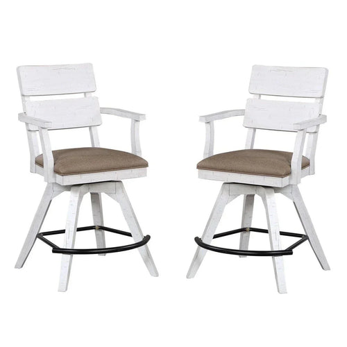ECI Furniture La Sierra 24 Dbl Panel Back Spectator Swivel Stool with Brown Vinyl Seat Set of 2 - EC-1164-22-SCS2