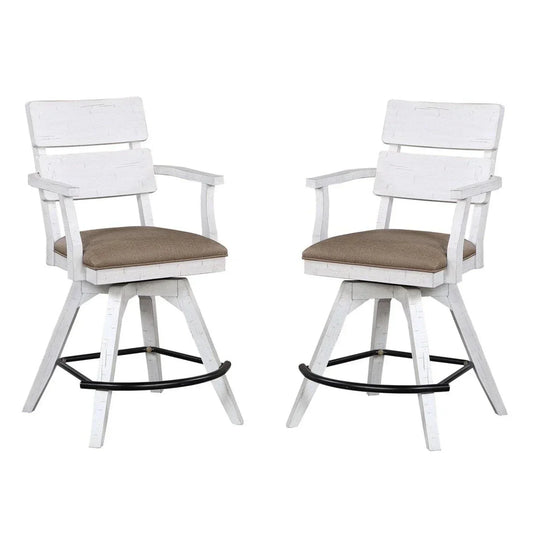 ECI Furniture La Sierra 24 Dbl Panel Back Spectator Swivel Stool with Brown Vinyl Seat Set of 2 - EC-1164-22-SCS2