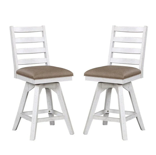 ECI Furniture La Sierra 24 Ladder Back Counter Swivel Stool with Brown Vinyl Seat Set of 2 - EC-1164-22-CS1