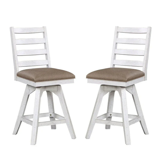 ECI Furniture La Sierra 24 Ladder Back Counter Swivel Stool with Brown Vinyl Seat Set of 2 - EC-1164-22-CS1