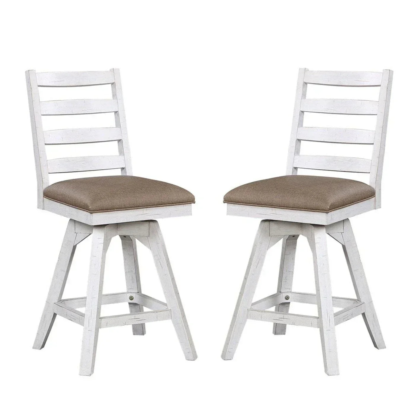 ECI Furniture La Sierra 24" Ladder Back Counter Swivel Stool with Brown Vinyl Seat (Set of 2) - EC-1164-22-CS1