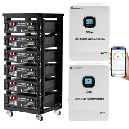Eco Battery Home Backup Power Bundle with 48V 100ah Battery and 10kW Inverter - L13NK10KSR48100B-4