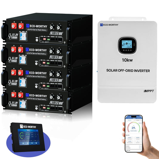 Eco Battery Home Backup Power Bundle with 48V 100ah Battery and 10kW Inverter - L13NK10KSR48100B-4