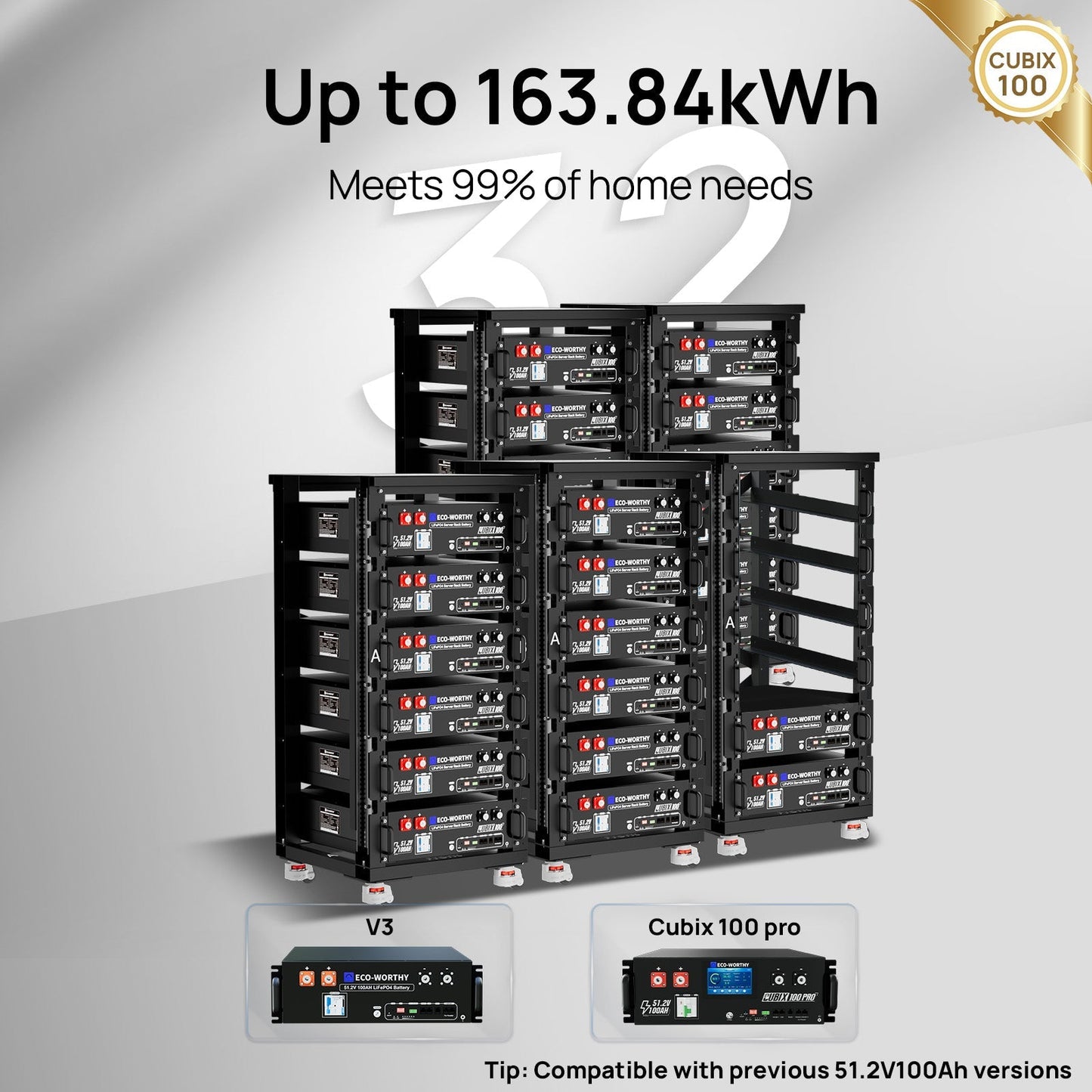 Eco Battery Home Backup Power Bundle with 48V 100ah Battery and 10kW Inverter - L13NK10KSR48100B-4