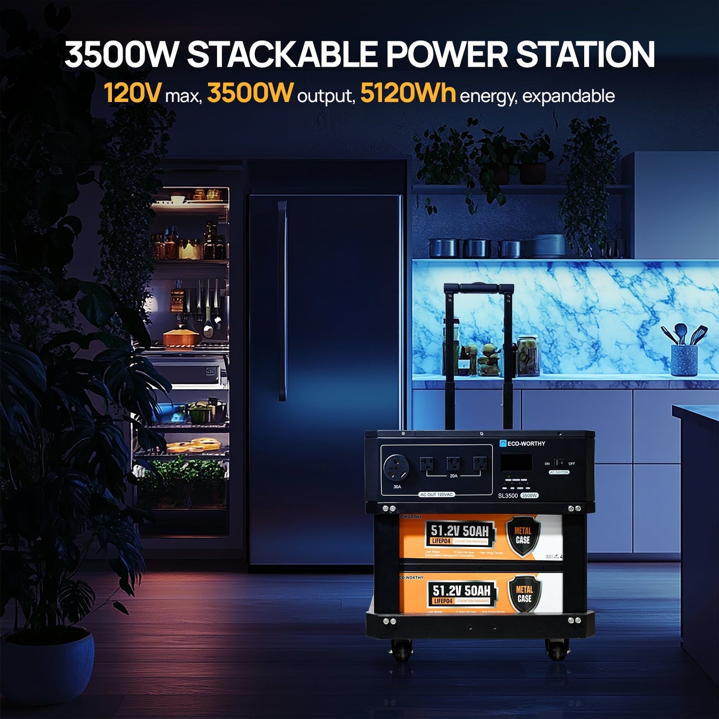 Eco Battery  SL3500 stackable power station - US-L02NK35KWUSL50DDCN-1