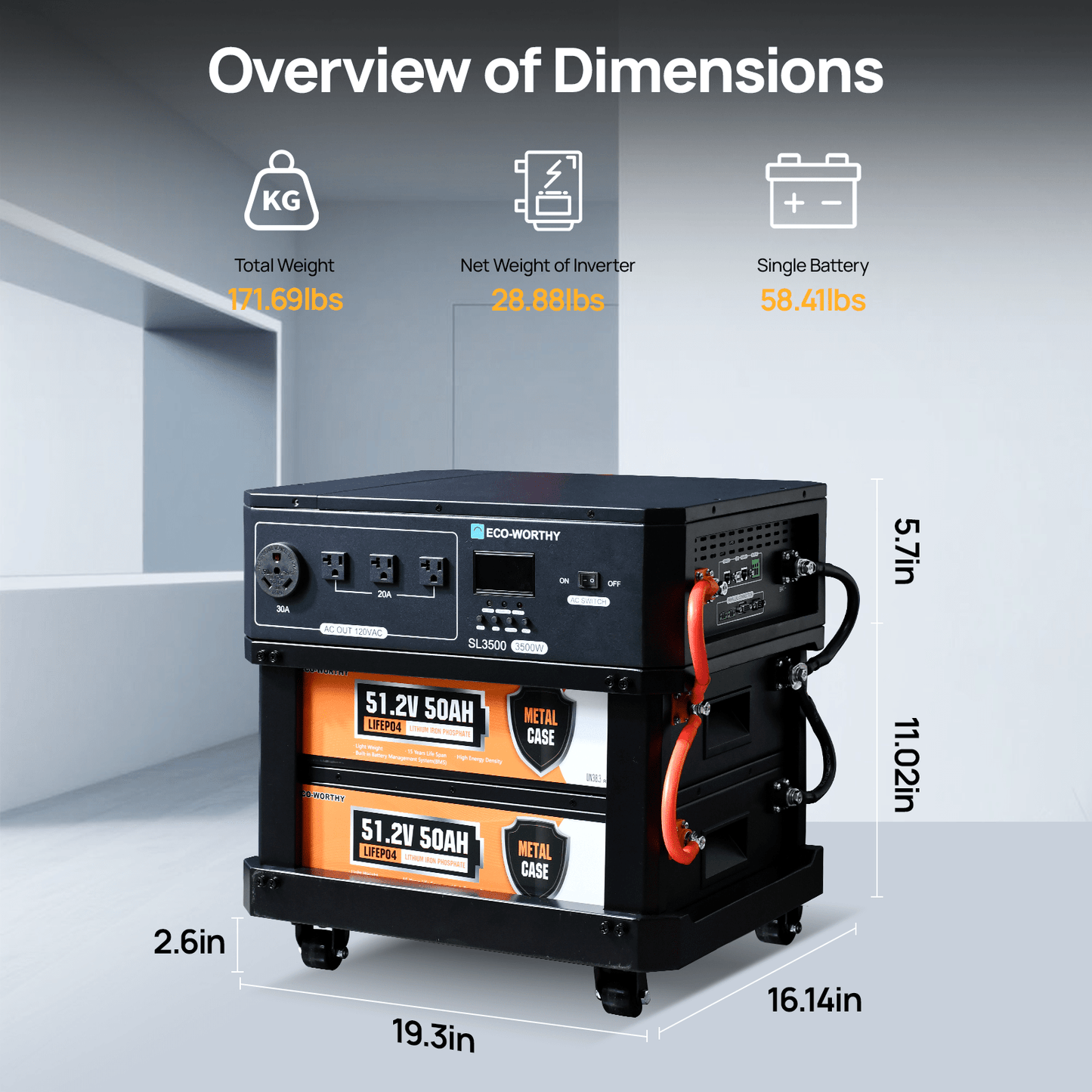 Eco Battery  SL3500 stackable power station - US-L02NK35KWUSL50DDCN-1