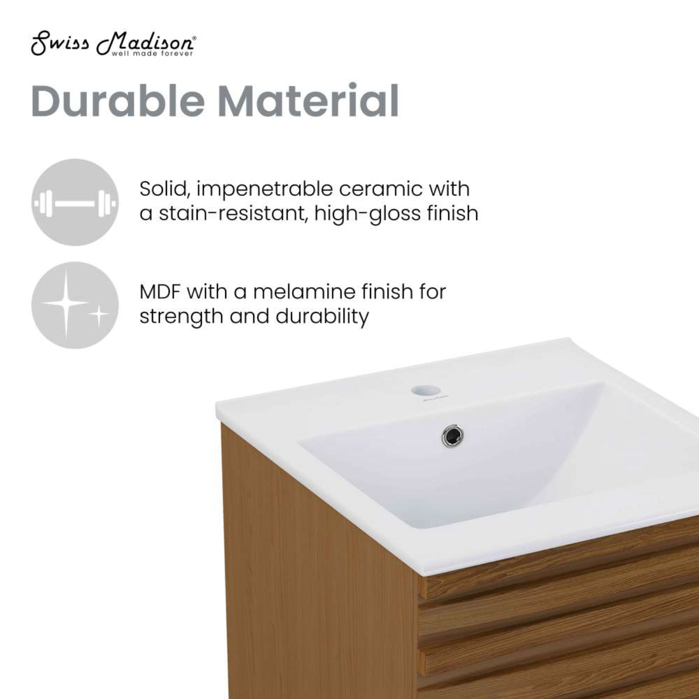 Swiss Madison Cascade 18" Bathroom Vanity in Brown Oak - SM-BV560WN