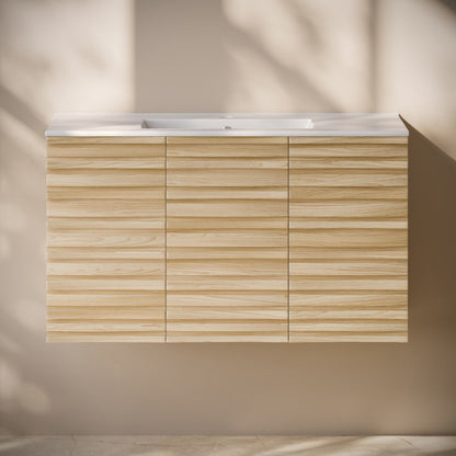 Swiss Madison Cascade 36" Wall-Mounted Bathroom Vanity in Natural Oak with Sink Top - SM-BV8602NO