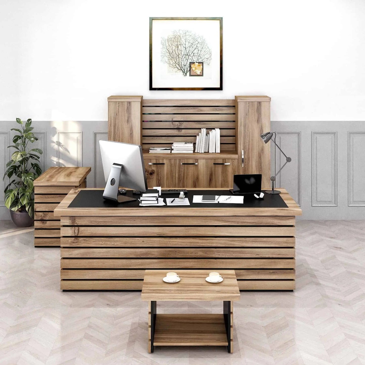 Casa Mare ELISE 87″ Modern Home & Office Furniture Desk Rustic Brown & Black - ELISE-87RBB-S