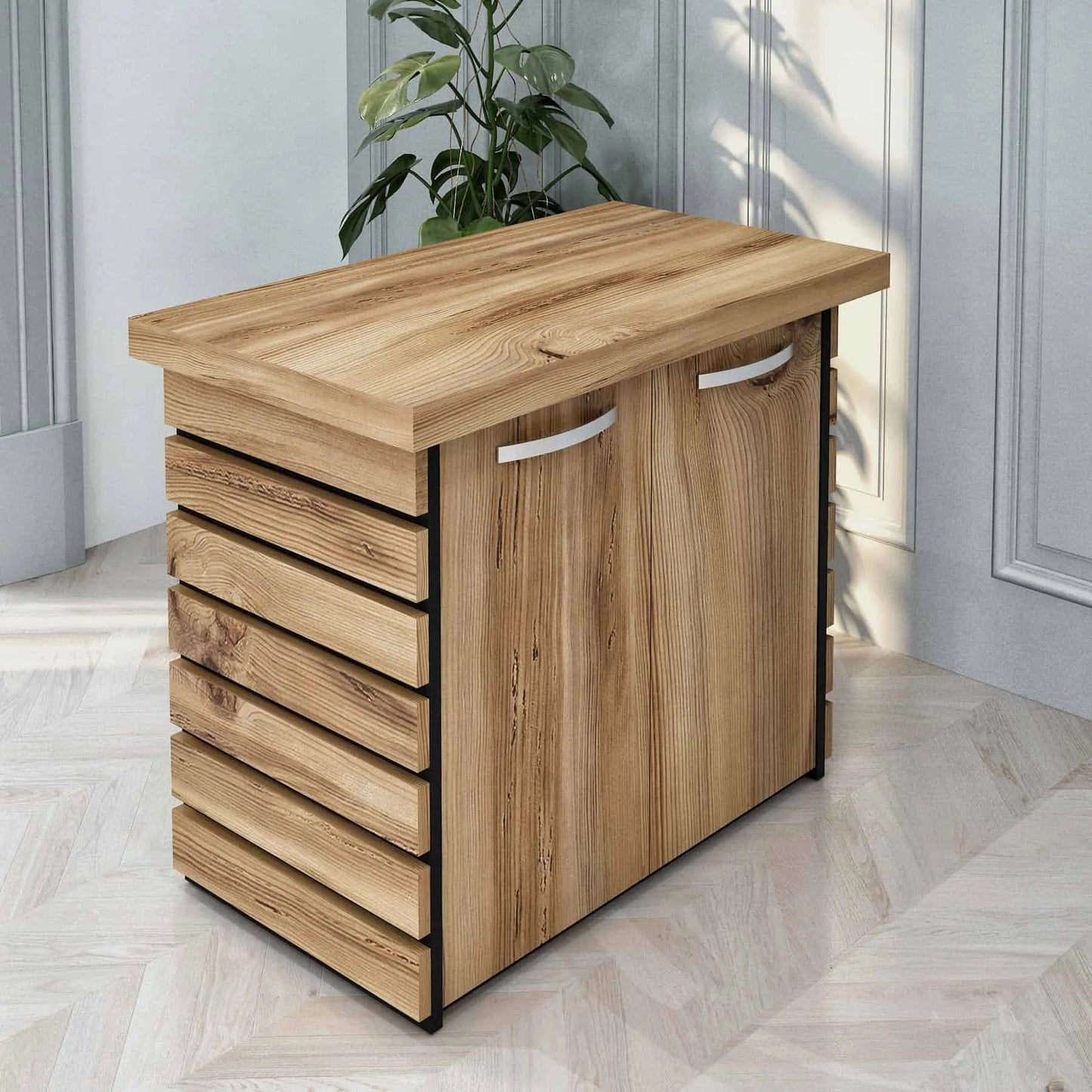 Casa Mare ELISE 87″ Modern Home & Office Furniture Desk Rustic Brown & Black - ELISE-87RBB-S