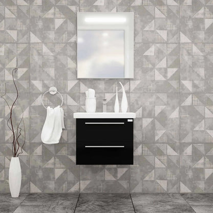 Casa Mare Elke 24" Bathroom Vanity and Ceramic Sink Combo with LED Mirror - Elke60GB-24
