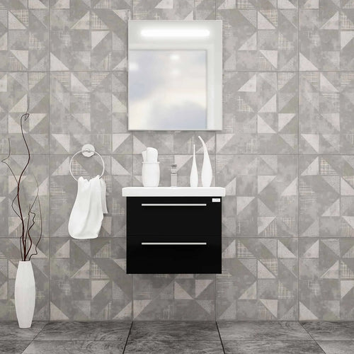 Casa Mare Elke 24" Bathroom Vanity and Ceramic Sink Combo with LED Mirror - Elke60GB-24