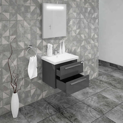 Casa Mare Elke 32" Bathroom Vanity and Ceramic Sink Combo with LED Mirror - Elke80GB-32