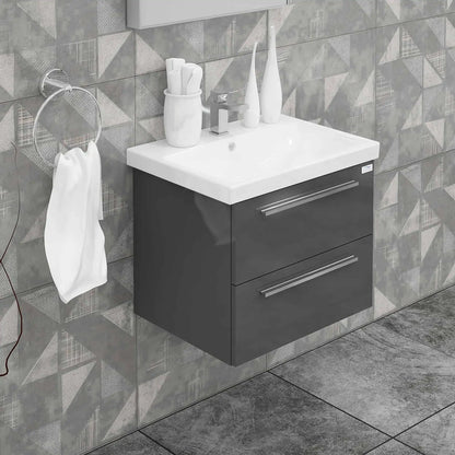 Casa Mare Elke 24" Bathroom Vanity and Ceramic Sink Combo with LED Mirror - Elke60GB-24
