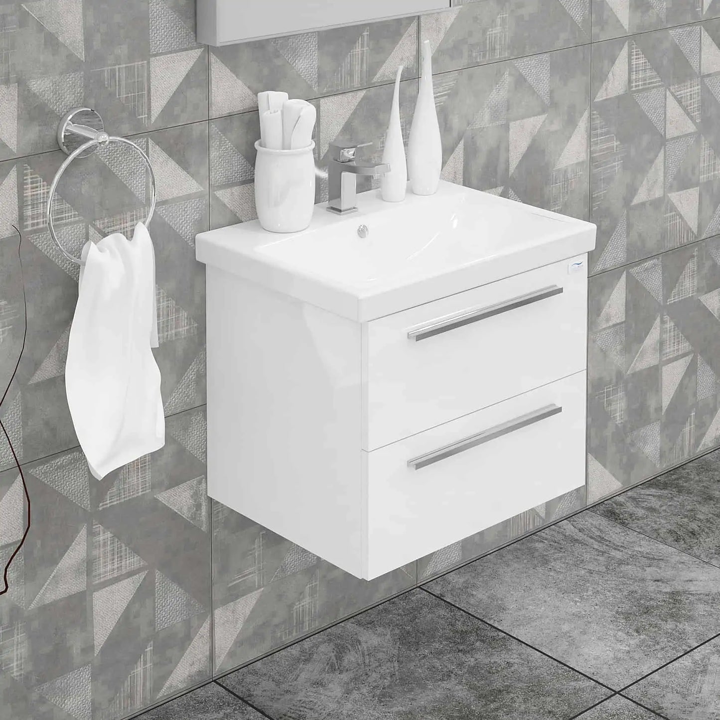 Casa Mare Elke 32" Bathroom Vanity and Ceramic Sink Combo with LED Mirror - Elke80GB-32