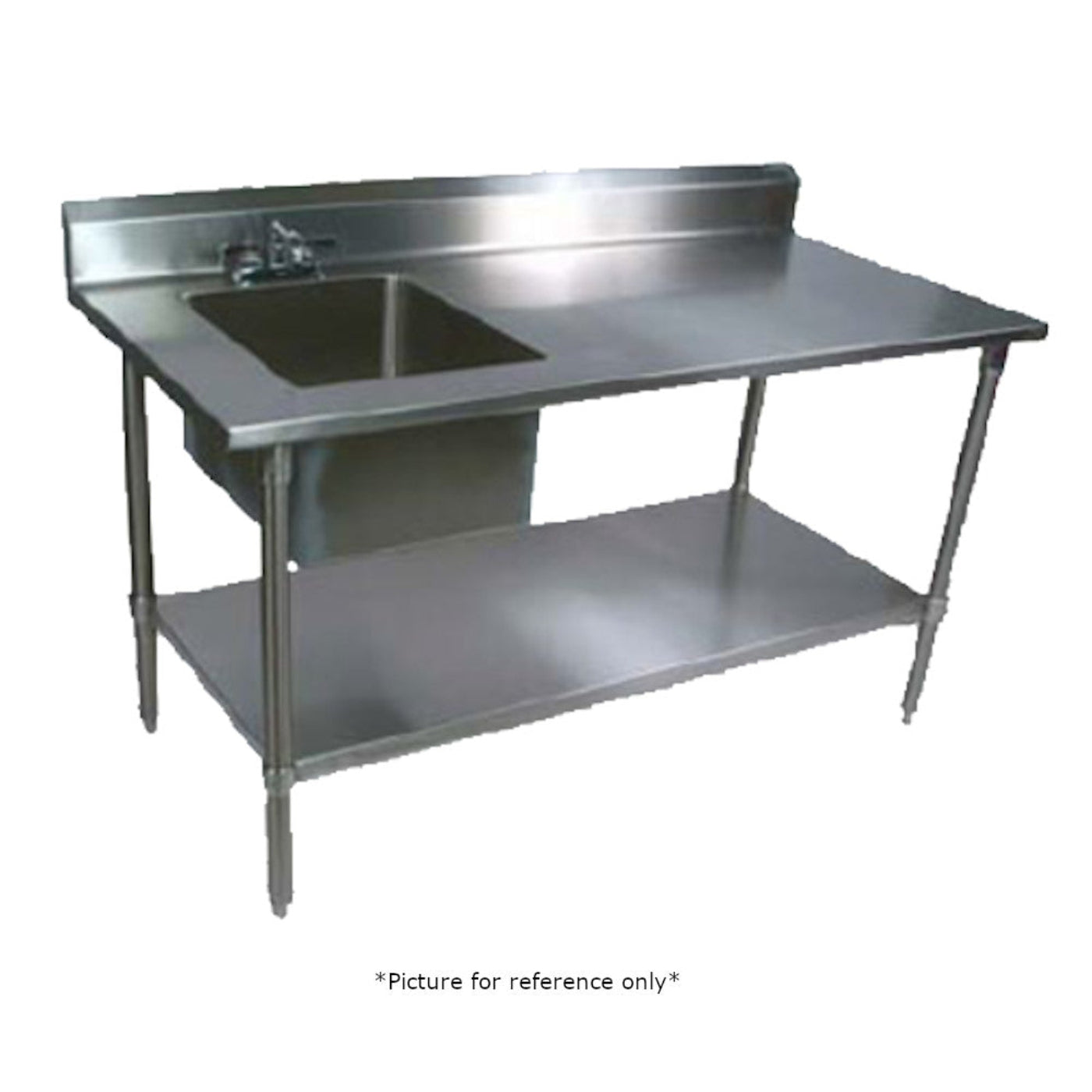 John Boos EPT6R5-3060SSK-L Work Table, Stainless Steel Legs, Adjust. Undershelf - JBEPT6R53060SSKL