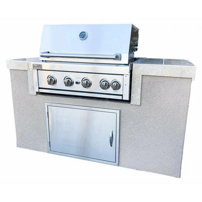 KOKOMO The Cayman 5' BBQ Island with 4 Burner Built In BBQ Grill - CAYMAN