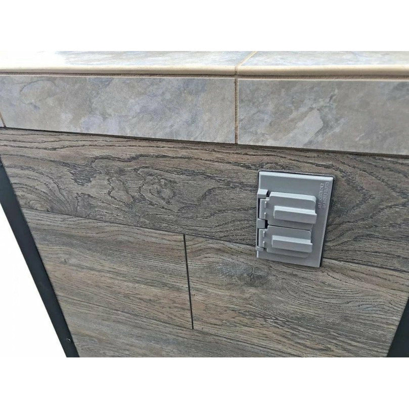 KoKoMo Elite 6' BBQ Island With Built In BBQ Grill Drift Wood Look Siding 30 Inch Doors - ELITE