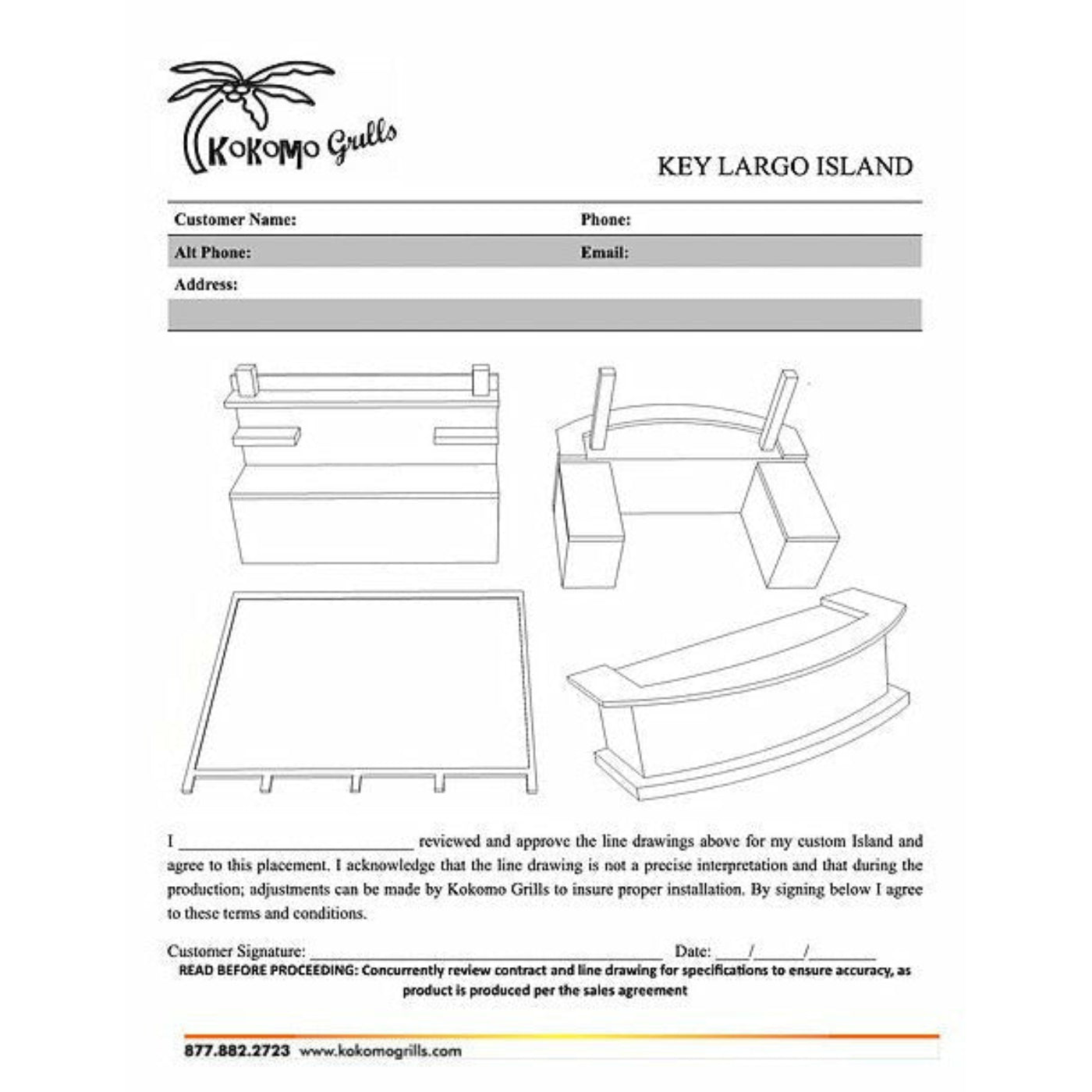 KoKoMo Key Largo Outdoor Kitchen With Built In BBQ Grill With 12 x 14 Patio Cover - KeyLargo