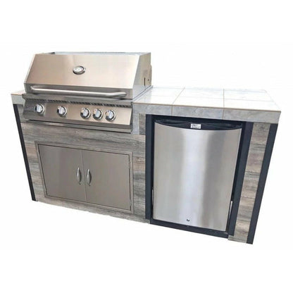 KoKoMo Elite 6' BBQ Island With Built In BBQ Grill Drift Wood Look Siding 30 Inch Doors - ELITE