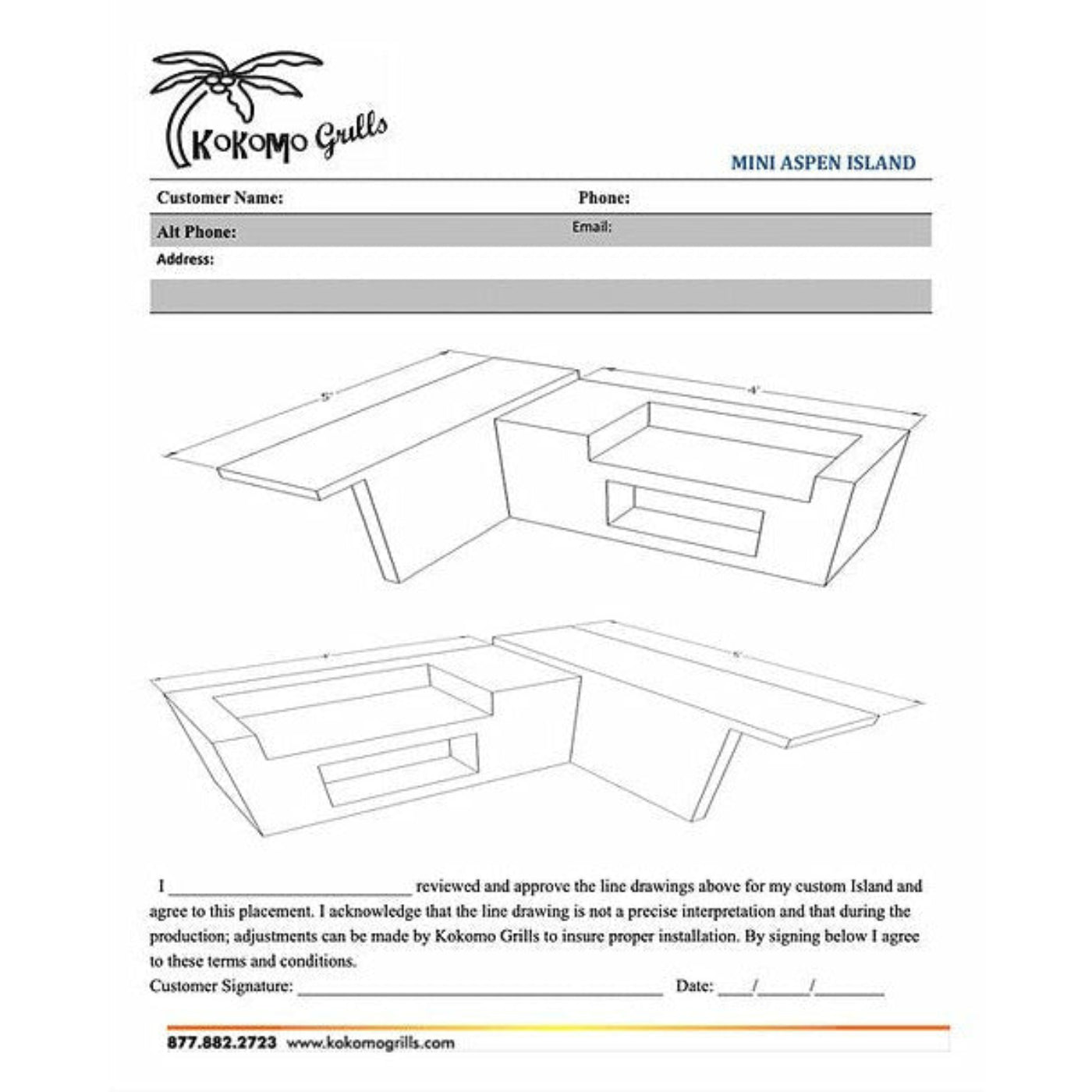 KoKoMo Havana L-Shape BBQ Island With Bar Seating and Built In BBQ Grill 4'x5' BBQ - HAVANA