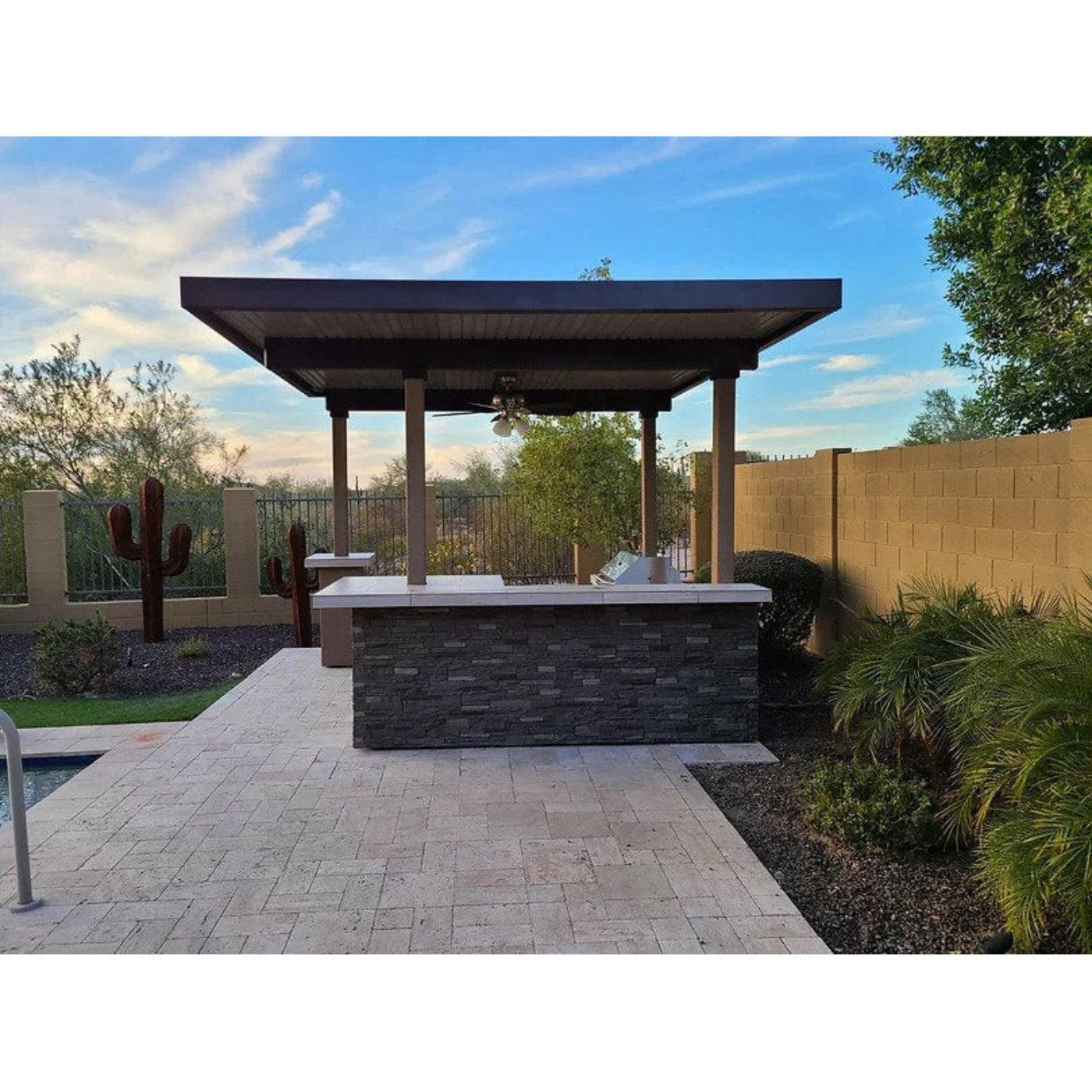 KoKoMo Aruba BBQ Island With 12' x 12' Pergola Built-In BBQ Grill - Aruba12x12Canopy
