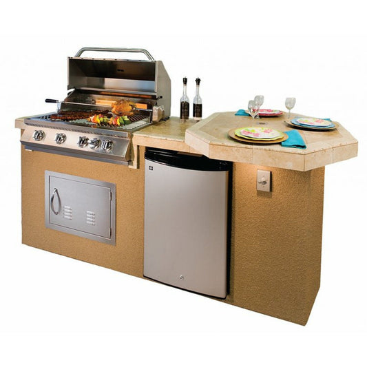 KoKoMo Poly 7'6" BBQ Island with Octagon Bar on Three Sides and Built In BBQ Grill - POLY