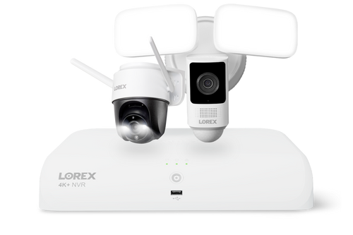 Lorex Wireless Fusion - 4K+ NVR with 2K Wi-Fi Floodlight and 2K Wi-Fi Outdoor Pan-Tilt Camera - N910-FOP