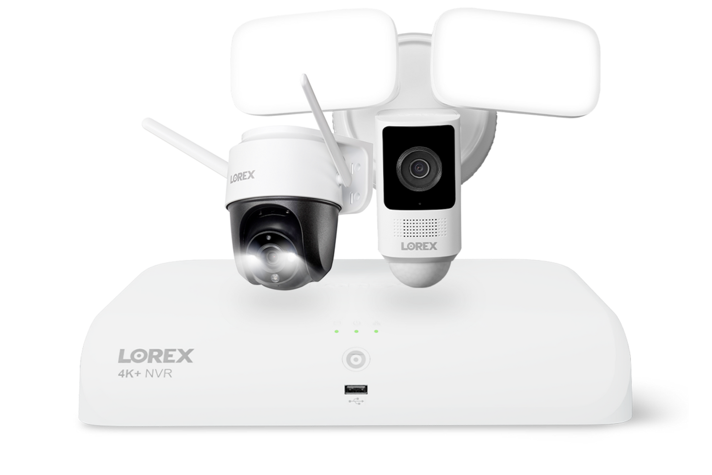Lorex Wireless Fusion - 4K+ NVR with 2K Wi-Fi Floodlight and 2K Wi-Fi Outdoor Pan-Tilt Camera - N910-FOP