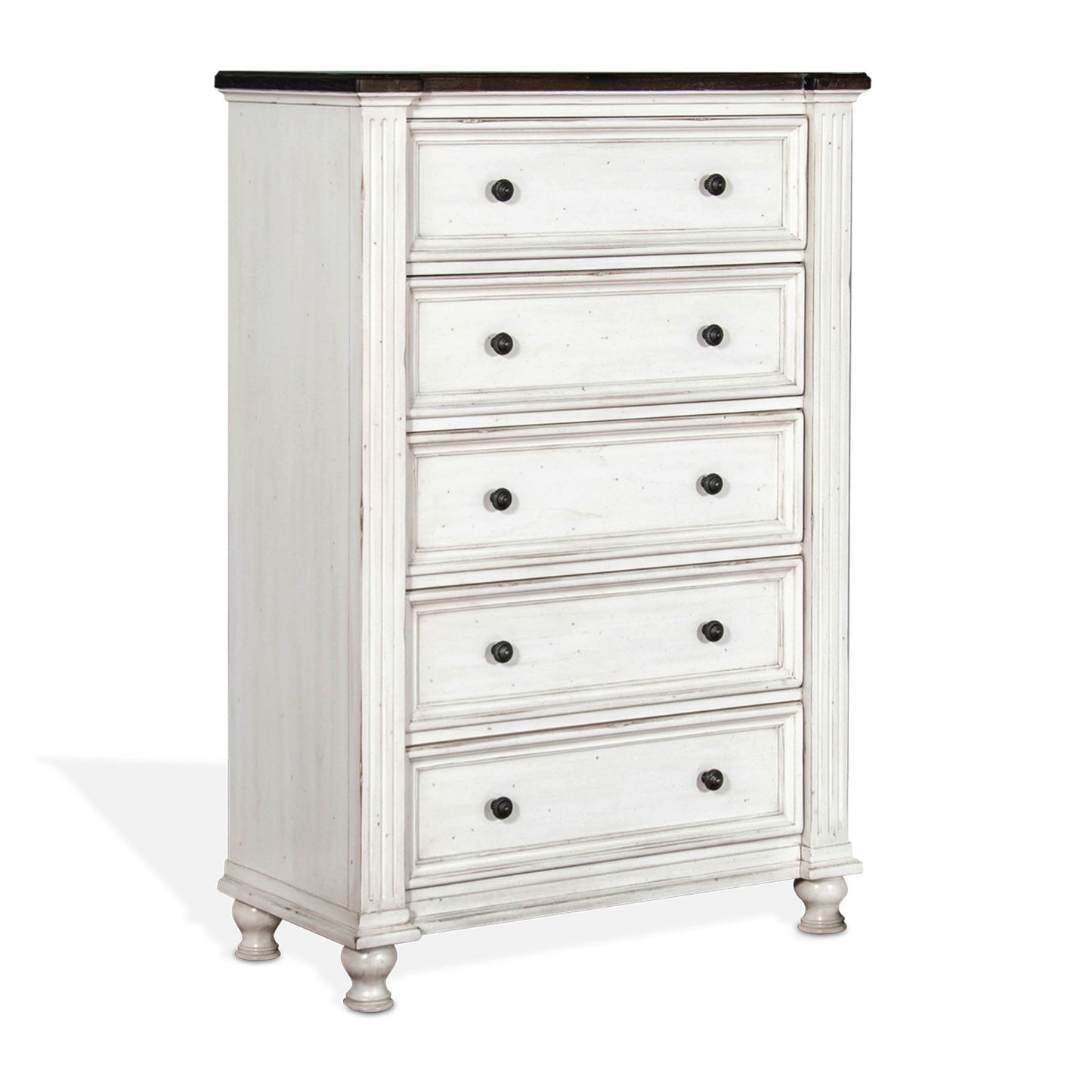 Sunny Designs Carriage House - Chest With 5 Drawers - Cottage White / Europen Dark - 2308EC-C2