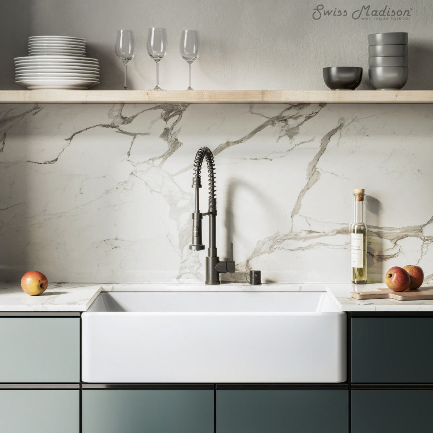 Swiss Madison Elegance 33 x 20 Ceramic, Farmhouse Kitchen Sink - SM-KS247