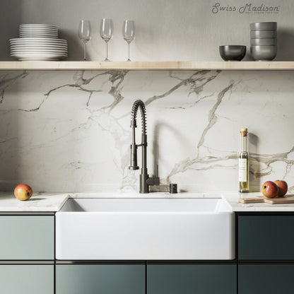Swiss Madison Elegance 33 x 20 Ceramic, Farmhouse Kitchen Sink - SM-KS247