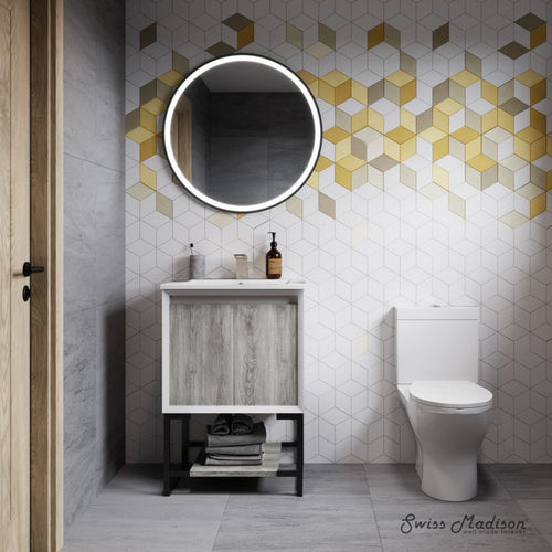Swiss Madison Marseille 24 Single, Two Doors, Open Shelf Bathroom Vanity - SM-BV142