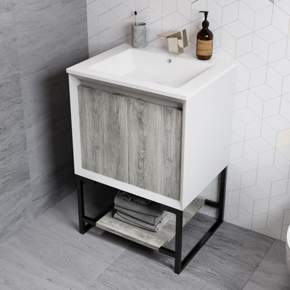 Swiss Madison Marseille 24 Single, Two Doors, Open Shelf Bathroom Vanity - SM-BV142