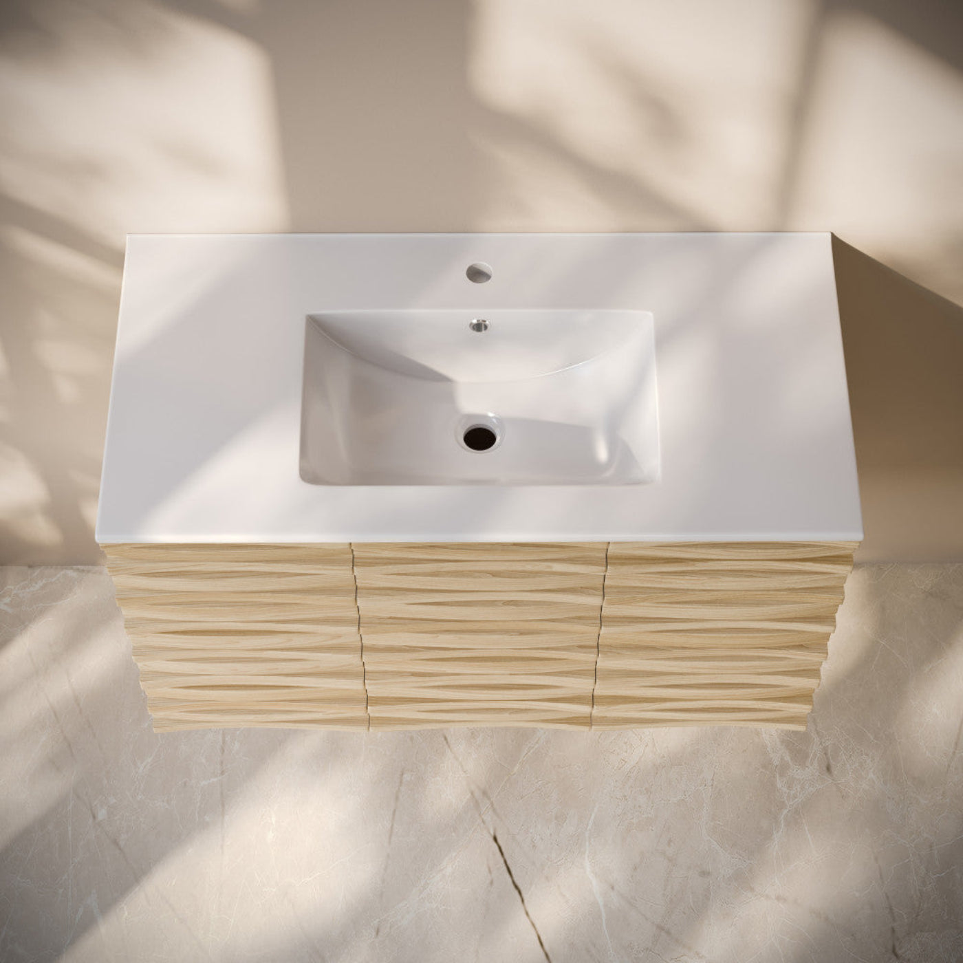 Swiss Madison Cascade 36" Wall-Mounted Bathroom Vanity in Natural Oak with Sink Top - SM-BV8602NO